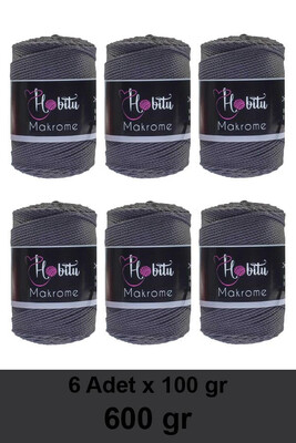 HOBİTU YARNS - HOBİTU MAKROME 600 GR 6 Lİ PAKET 069 Füme