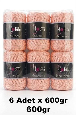HOBİTU YARNS - HOBİTU MAKROME 600 GR 6 Lİ PAKET 070 Somon