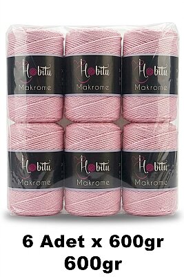 HOBİTU YARNS - HOBİTU MAKROME 600 GR 6 Lİ PAKET 072 Soft Pembe