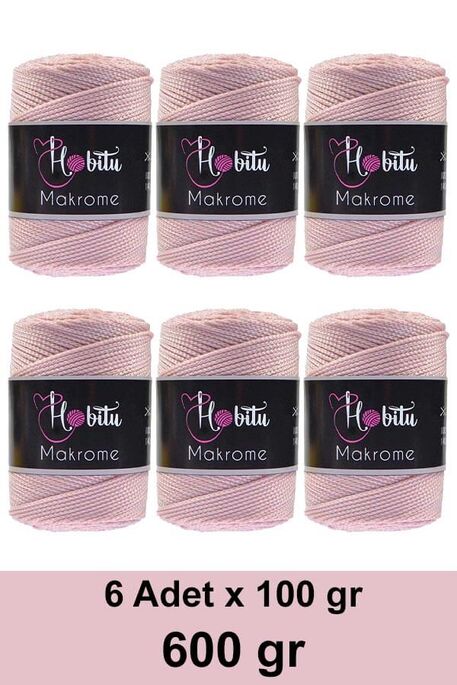 HOBİTU YARNS - HOBİTU MAKROME 600 GR 6 Lİ PAKET 072 Soft Pembe