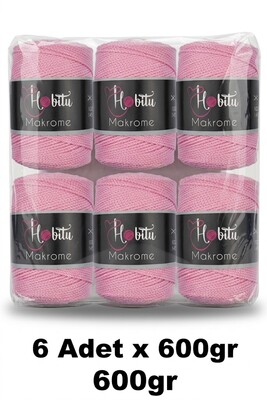 HOBİTU YARNS - HOBİTU MAKROME 600 GR 6 Lİ PAKET 074 Pembe