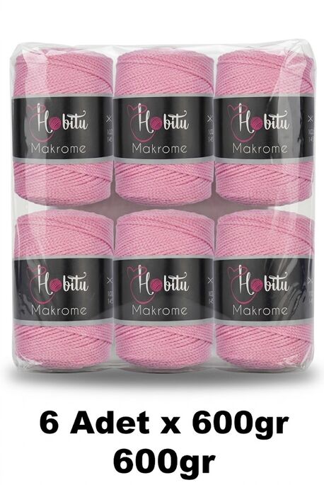 HOBİTU YARNS - HOBİTU MAKROME 600 GR 6 Lİ PAKET 074 Pembe