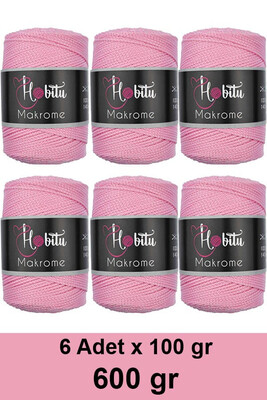 HOBİTU YARNS - HOBİTU MAKROME 600 GR 6 Lİ PAKET 074 Pembe