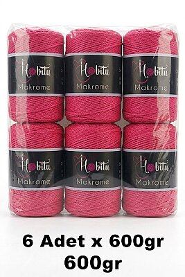 HOBİTU YARNS - HOBİTU MAKROME 600 GR 6 Lİ PAKET 080 Fuşya