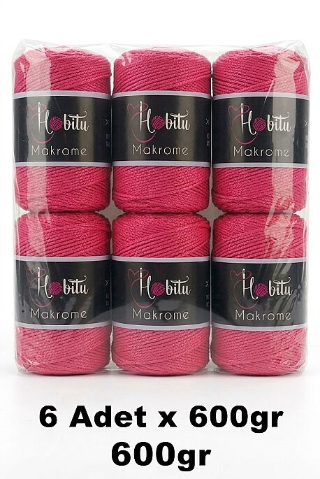 HOBİTU YARNS - HOBİTU MAKROME 600 GR 6 Lİ PAKET 080 Fuşya