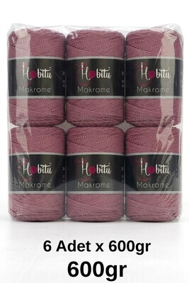 HOBİTU YARNS - HOBİTU MAKROME 600 GR 6 Lİ PAKET 090 Gül Kurusu