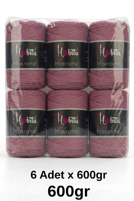 HOBİTU YARNS - HOBİTU MAKROME 600 GR 6 Lİ PAKET 090 Gül Kurusu