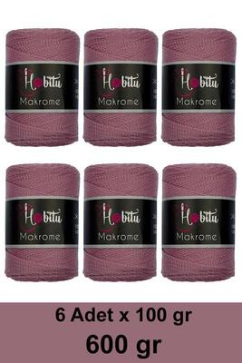 HOBİTU YARNS - HOBİTU MAKROME 600 GR 6 Lİ PAKET 090 Gül Kurusu