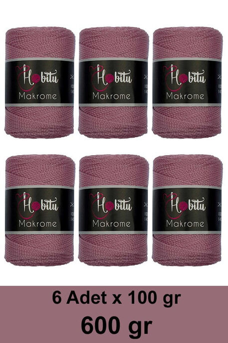 HOBİTU YARNS - HOBİTU MAKROME 600 GR 6 Lİ PAKET 090 Gül Kurusu