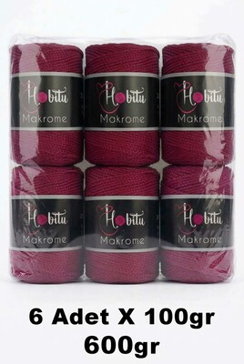 HOBİTU YARNS - HOBİTU MAKROME 600 GR 6 Lİ PAKET 113 Şarabi