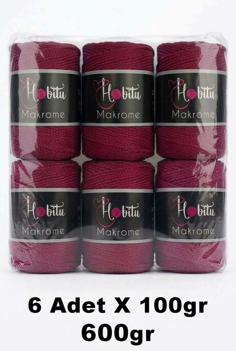HOBİTU YARNS - HOBİTU MAKROME 600 GR 6 Lİ PAKET 113 Şarabi