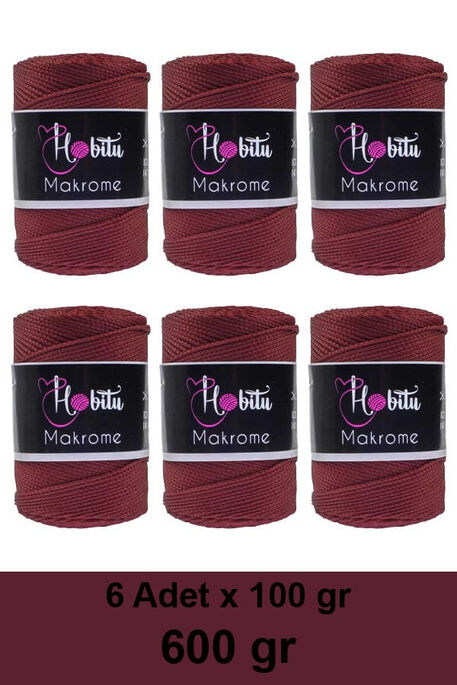 HOBİTU YARNS - HOBİTU MAKROME 600 GR 6 Lİ PAKET 114 Bordo