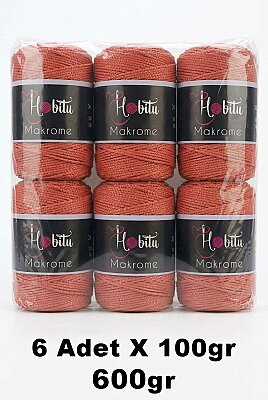 HOBİTU YARNS - HOBİTU MAKROME 600 GR 6 Lİ PAKET 118 Taba