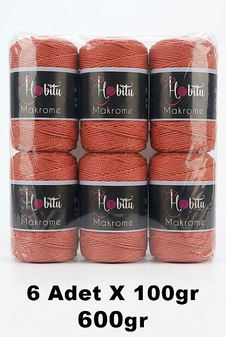 HOBİTU YARNS - HOBİTU MAKROME 600 GR 6 Lİ PAKET 118 Taba