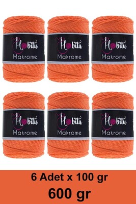 HOBİTU YARNS - HOBİTU MAKROME 600 GR 6 Lİ PAKET 120 Turuncu