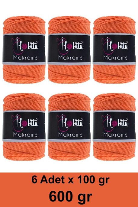 HOBİTU YARNS - HOBİTU MAKROME 600 GR 6 Lİ PAKET 120 Turuncu