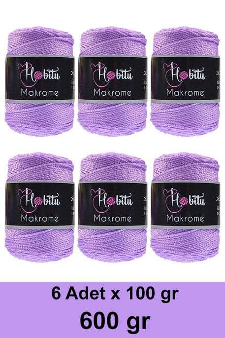 HOBİTU YARNS - HOBİTU MAKROME 600 GR 6 Lİ PAKET 130 Lila