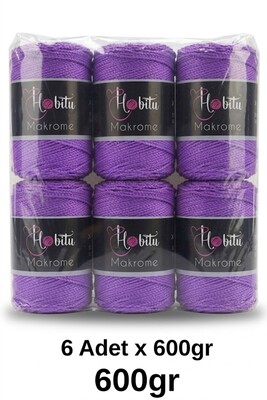 HOBİTU YARNS - HOBİTU MAKROME 600 GR 6 Lİ PAKET 141 Menekşe
