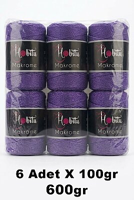 HOBİTU MAKROME 600 GR 6 Lİ PAKET 142 Mor - 1