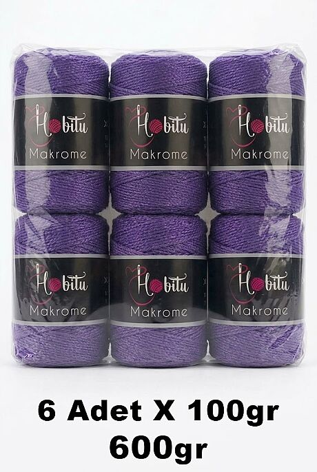 HOBİTU MAKROME 600 GR 6 Lİ PAKET 142 Mor - 1
