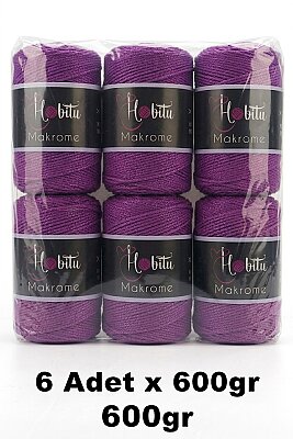 HOBİTU YARNS - HOBİTU MAKROME 600 GR 6 Lİ PAKET 160 Mürdüm