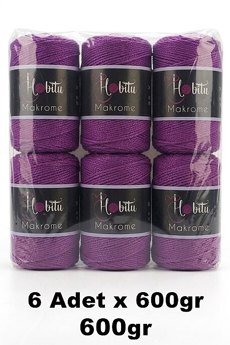HOBİTU YARNS - HOBİTU MAKROME 600 GR 6 Lİ PAKET 160 Mürdüm