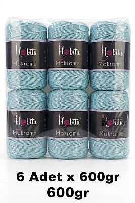 HOBİTU YARNS - HOBİTU MAKROME 600 GR 6 Lİ PAKET 165 Su Yeşili
