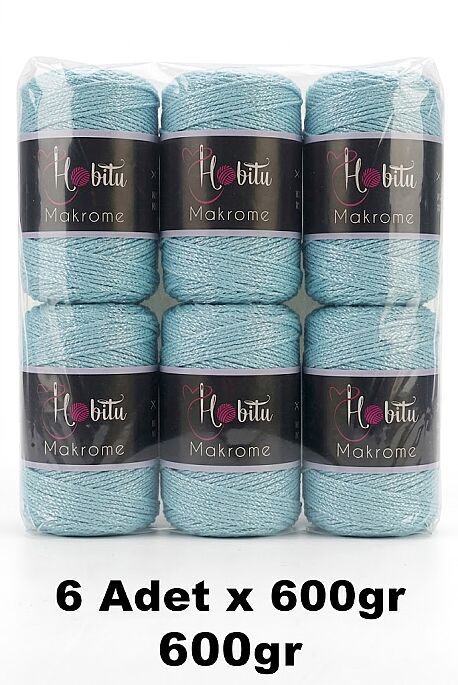 HOBİTU YARNS - HOBİTU MAKROME 600 GR 6 Lİ PAKET 165 Su Yeşili