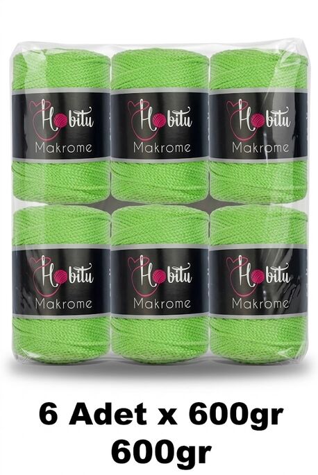 HOBİTU YARNS - HOBİTU MAKROME 600 GR 6 Lİ PAKET 170 Fıstık Yeşili