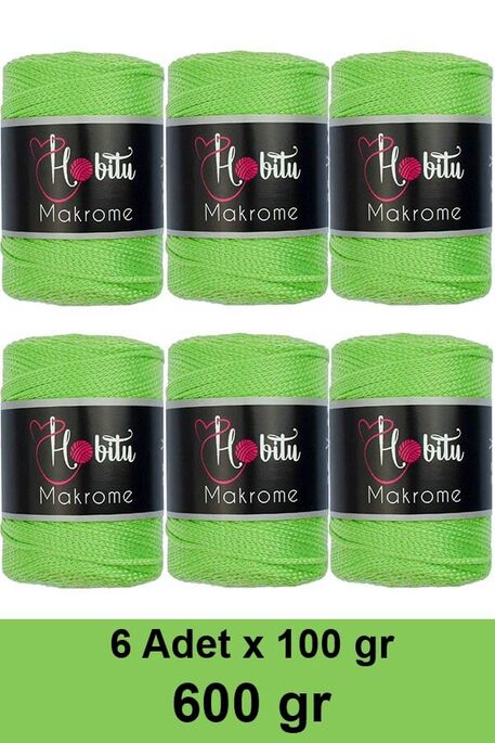 HOBİTU YARNS - HOBİTU MAKROME 600 GR 6 Lİ PAKET 170 Fıstık Yeşili