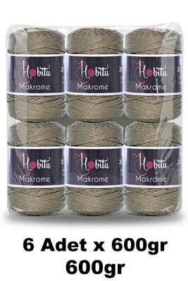HOBİTU YARNS - HOBİTU MAKROME 600 GR 6 Lİ PAKET 192 Açık Haki