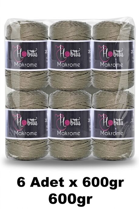 HOBİTU YARNS - HOBİTU MAKROME 600 GR 6 Lİ PAKET 192 Açık Haki