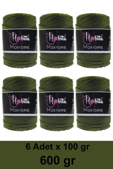 HOBİTU YARNS - HOBİTU MAKROME 600 GR 6 Lİ PAKET 195 Haki