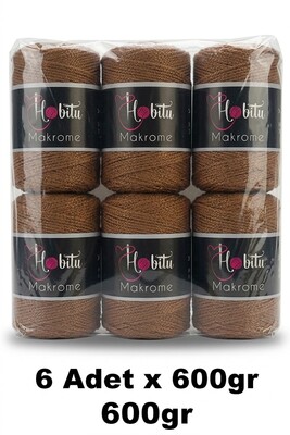 HOBİTU YARNS - HOBİTU MAKROME 600 GR 6 Lİ PAKET 200 Kızıl Kahve