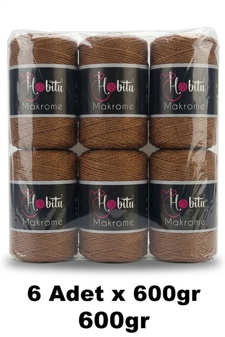 HOBİTU YARNS - HOBİTU MAKROME 600 GR 6 Lİ PAKET 200 Kızıl Kahve