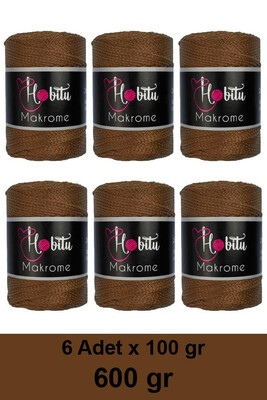 HOBİTU YARNS - HOBİTU MAKROME 600 GR 6 Lİ PAKET 200 Kızıl Kahve