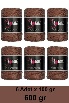 HOBİTU YARNS - HOBİTU MAKROME 600 GR 6 Lİ PAKET 205 Kahverengi