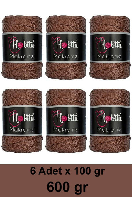 HOBİTU YARNS - HOBİTU MAKROME 600 GR 6 Lİ PAKET 205 Kahverengi