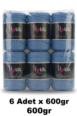 HOBİTU YARNS - HOBİTU MAKROME 600 GR 6 Lİ PAKET 220 Mavi