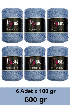 HOBİTU YARNS - HOBİTU MAKROME 600 GR 6 Lİ PAKET 220 Mavi