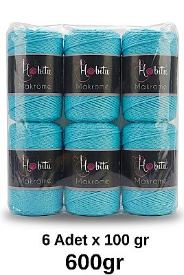 HOBİTU MAKROME 600 GR 6 Lİ PAKET 230 Turkuaz