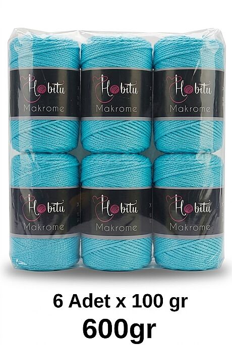 HOBİTU MAKROME 600 GR 6 Lİ PAKET 230 Turkuaz - 1