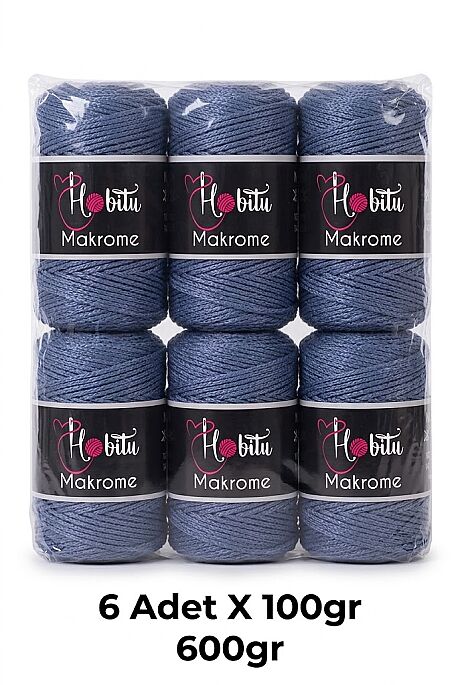 HOBİTU MAKROME 600 GR 6 Lİ PAKET 236 Kot Mavi - 1