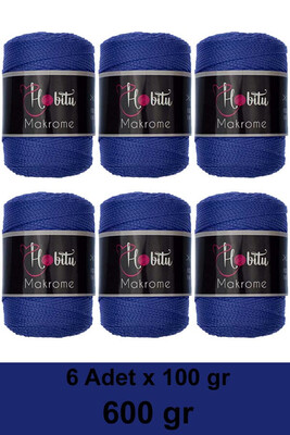 HOBİTU YARNS - HOBİTU MAKROME 600 GR 6 Lİ PAKET 252 Saks Mavi