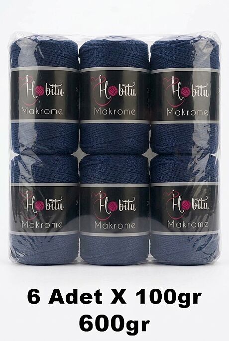 HOBİTU MAKROME 600 GR 6 Lİ PAKET 260 Koyu Lacivert - 1