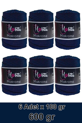 HOBİTU YARNS - HOBİTU MAKROME 600 GR 6 Lİ PAKET 260 Koyu Lacivert