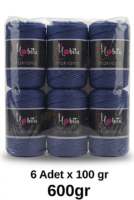 HOBİTU MAKROME 600 GR 6 Lİ PAKET 262 Lacivert - 1