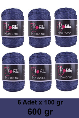 HOBİTU YARNS - HOBİTU MAKROME 600 GR 6 Lİ PAKET 262 Lacivert