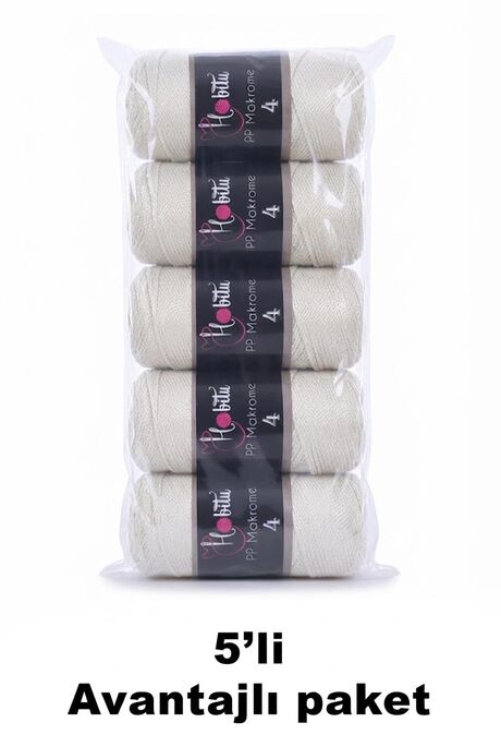 HOBİTU YARNS - HOBİTU MAKROME NO:4 200GR 5 Lİ PAKET 010 Vanilya