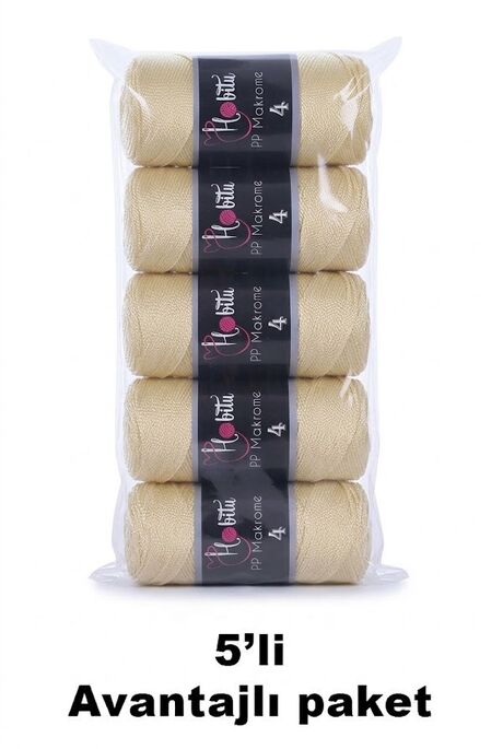 HOBİTU YARNS - HOBİTU MAKROME NO:4 200GR 5 Lİ PAKET 028 Krem